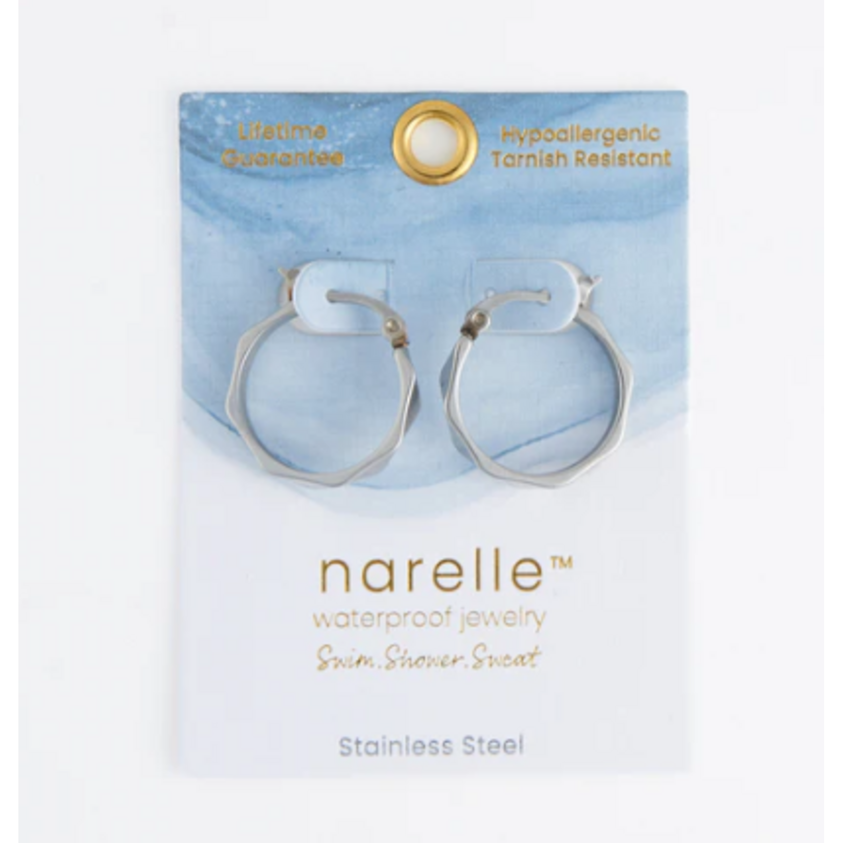 Howards Howard's Narelle Waterproof Abstract Hoop Earrings Silver