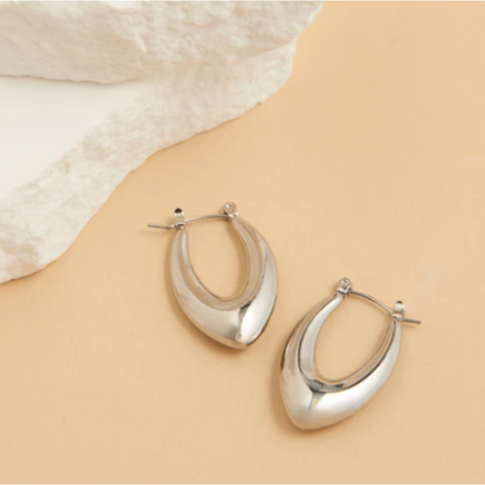 Howards Howard's Narelle Waterproof Oval Pointed Earrings Silver