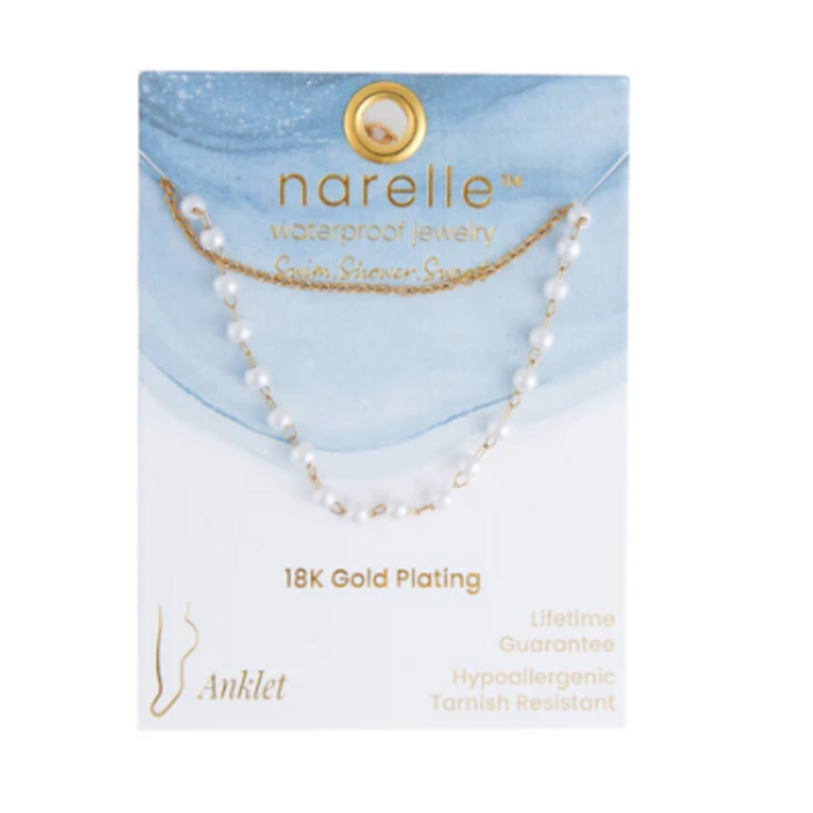 Howards Howard's Narelle Waterproof Double Row Pearl and Chain Anklet Gold
