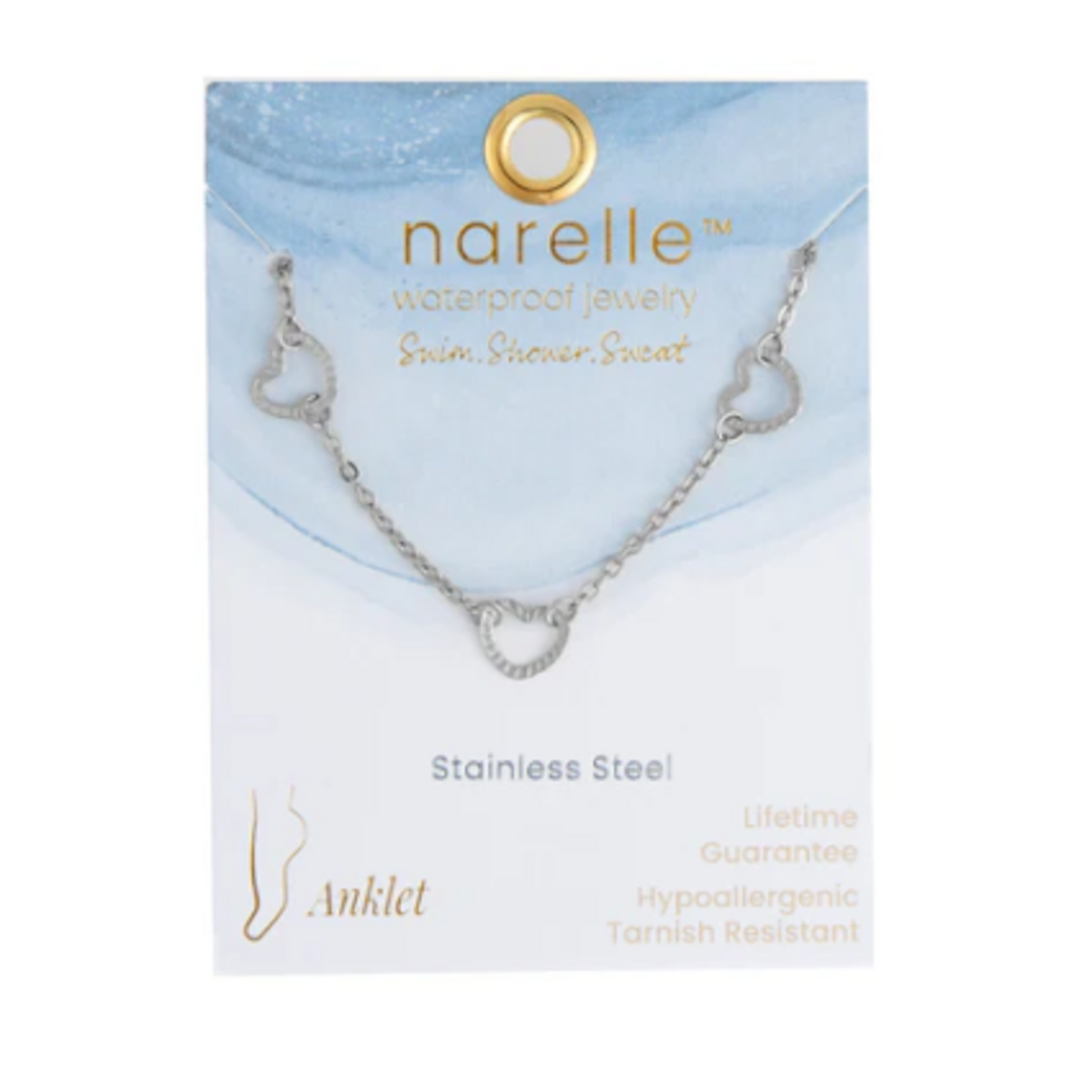 Howards Howard's Narelle Waterproof Linked Heart Anklet Silver