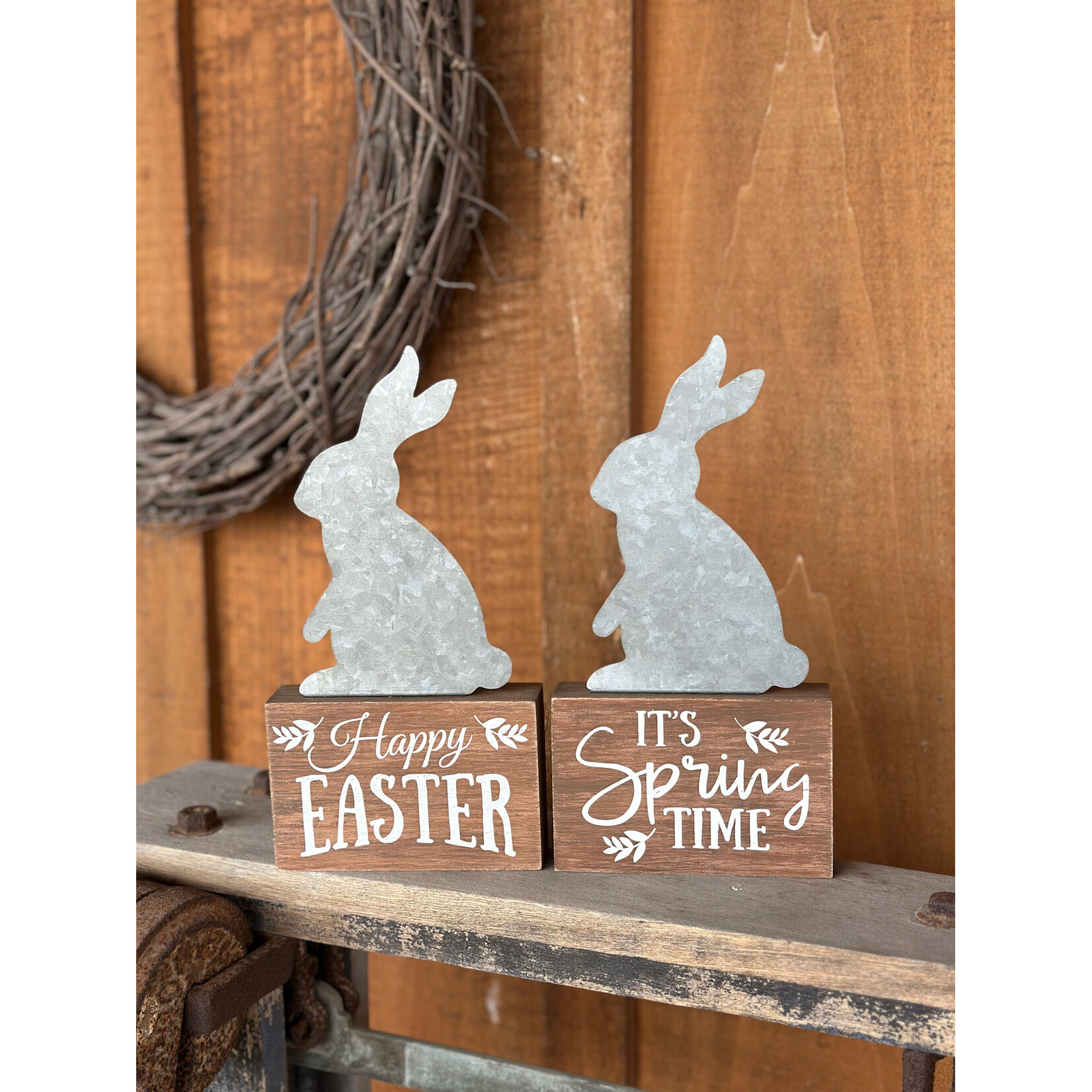 Metal & Wood Easter Spring Sign