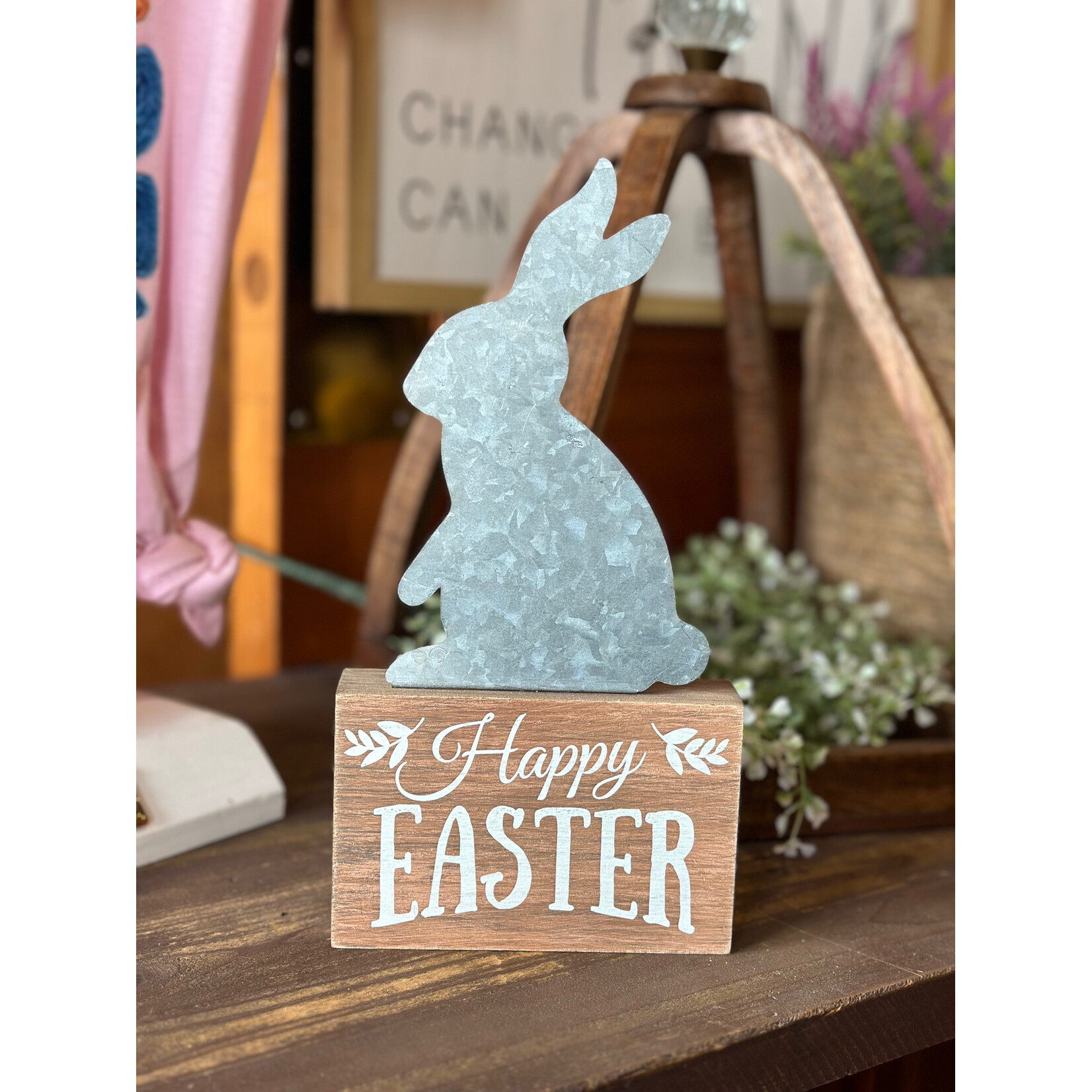 Metal & Wood Easter Spring Sign