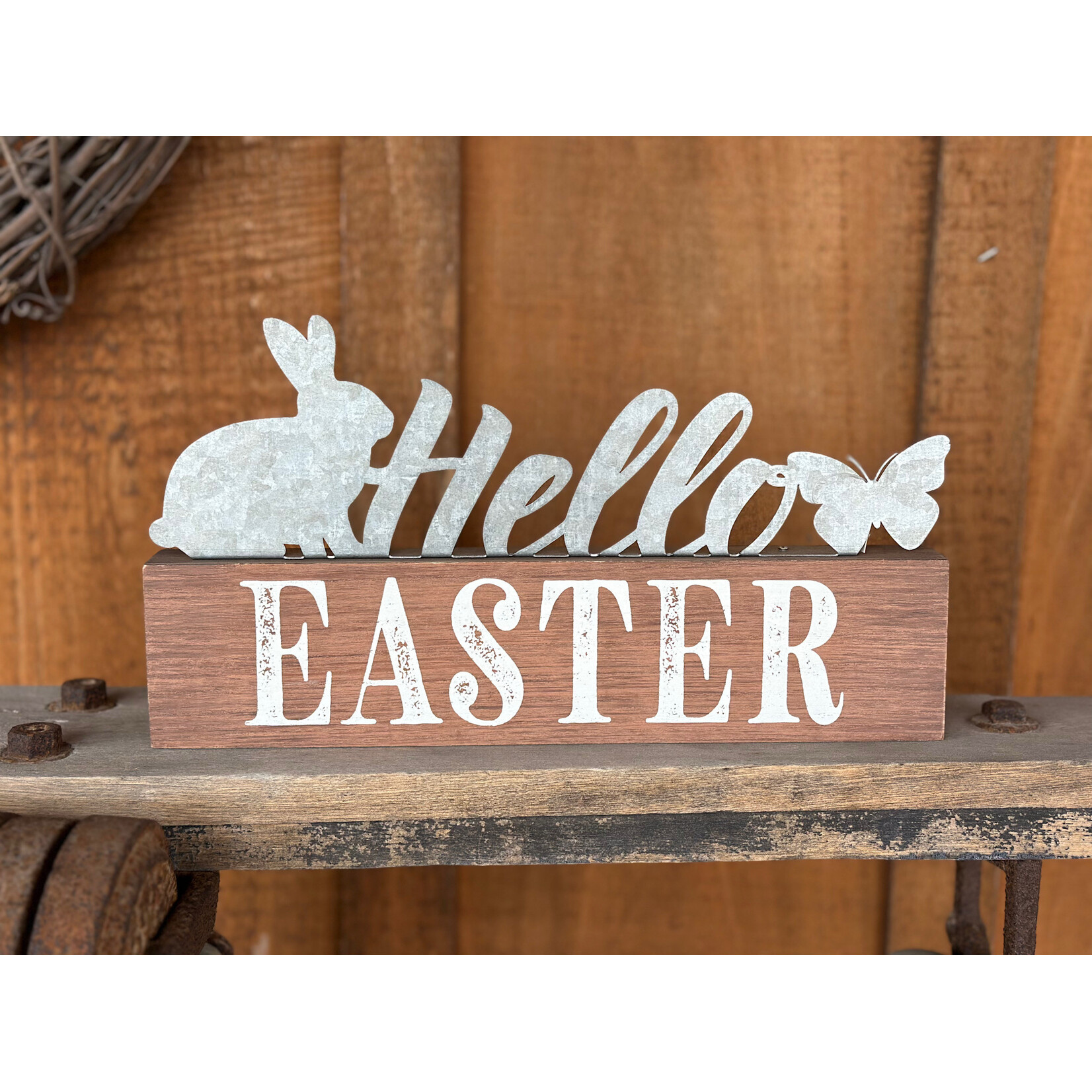 Metal & Wood Easter Sign