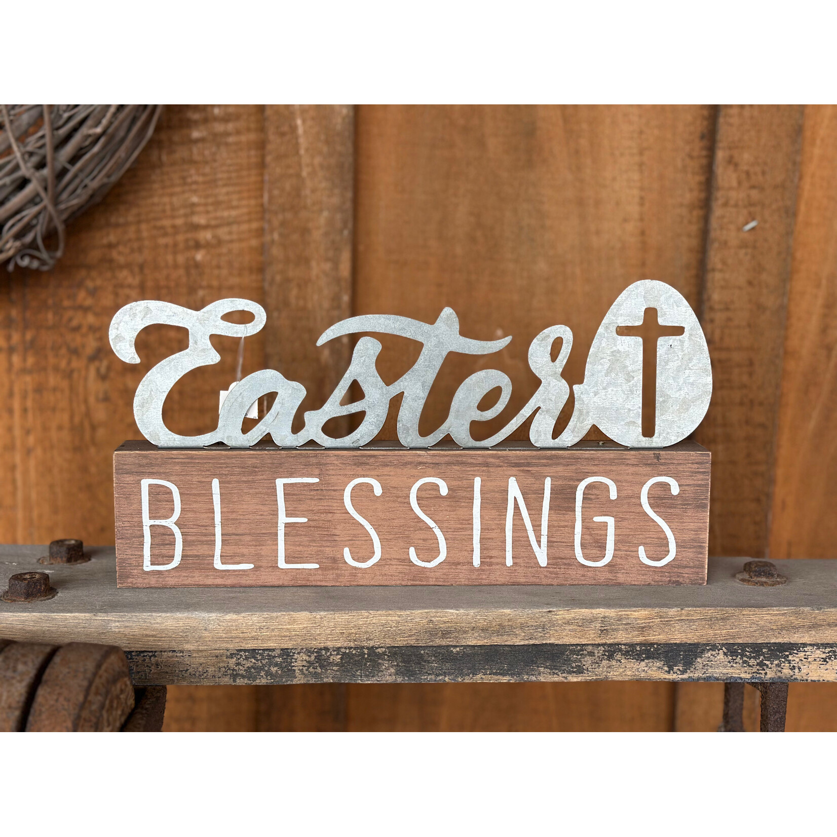 Metal & Wood Easter Sign