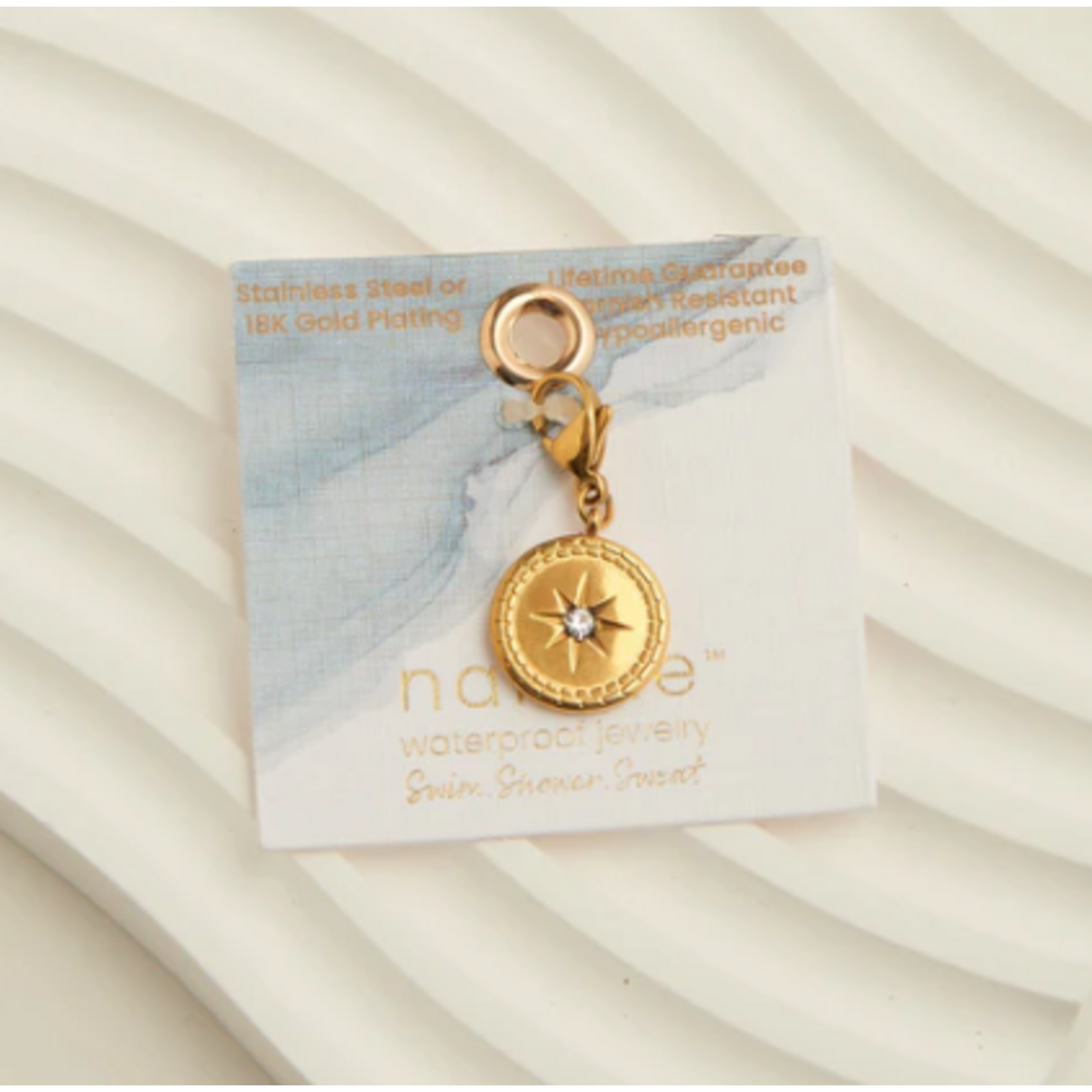 Howards Howard's Narelle Waterproof Compass Charm with Stone Gold