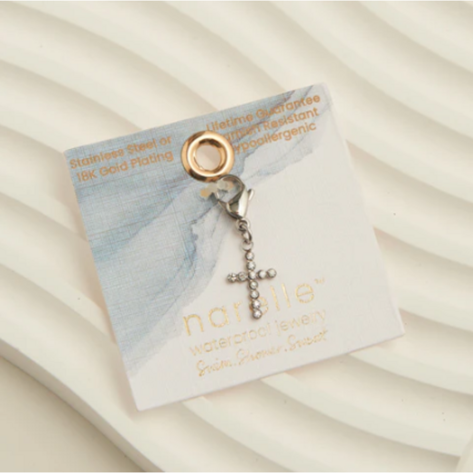 Howards Howard's Narelle Waterproof Pave Cross Charm Silver