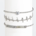 Howards Howard's Narelle Waterproof Heart Beaded Bracelet Set Silver