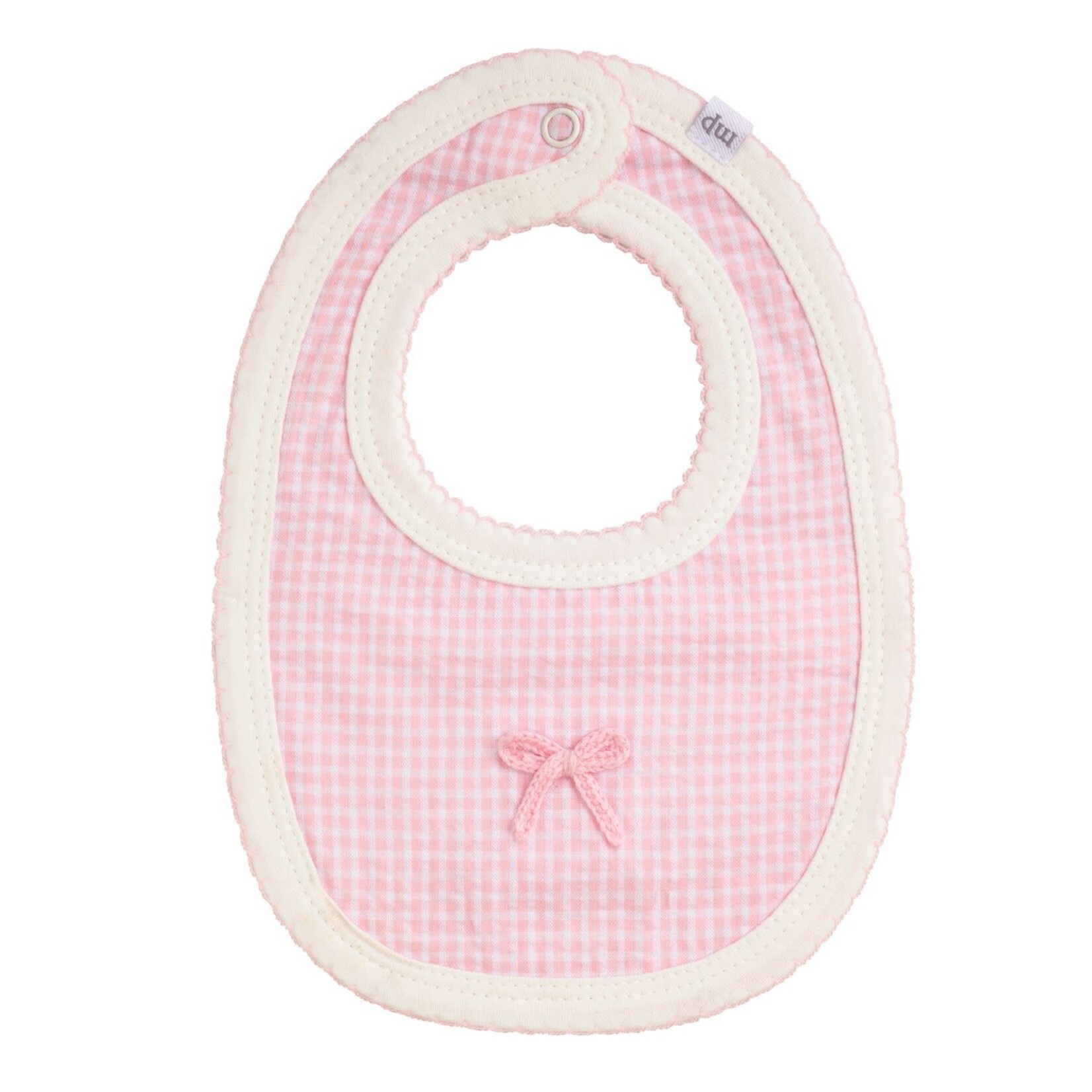 Mudpie Mudpie Crochet Bow Gingham Bib