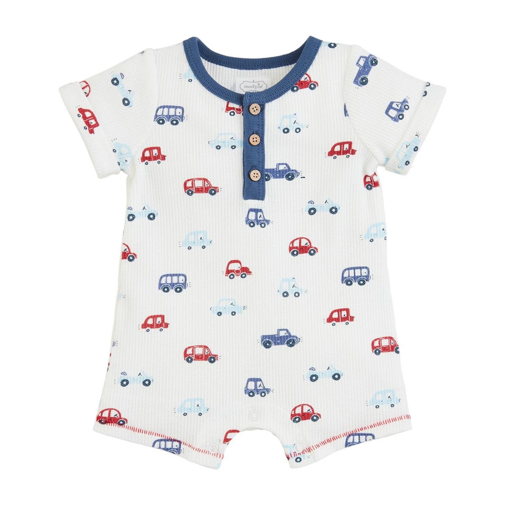 Mudpie Mudpie Car Print Romper/Shortall