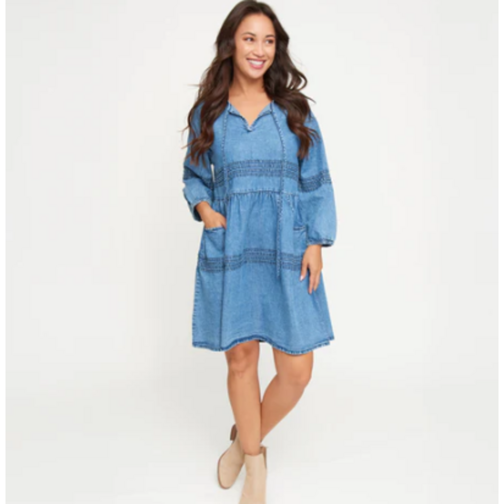 Elsie & Zoey Elsie & Zoey Micah Babydoll Dress Denim