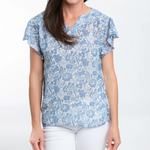 Elsie & Zoey Elsie & Zoey Petra Ruffle Sleeve V-Neck Blouse Twilight Floral
