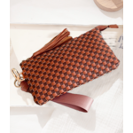 Zenana Zenana Woven Wristlet Clutch Brown Checkered