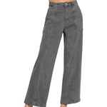 Zenana Zenana Straight Leg Utility Pocket Denim Ash Black