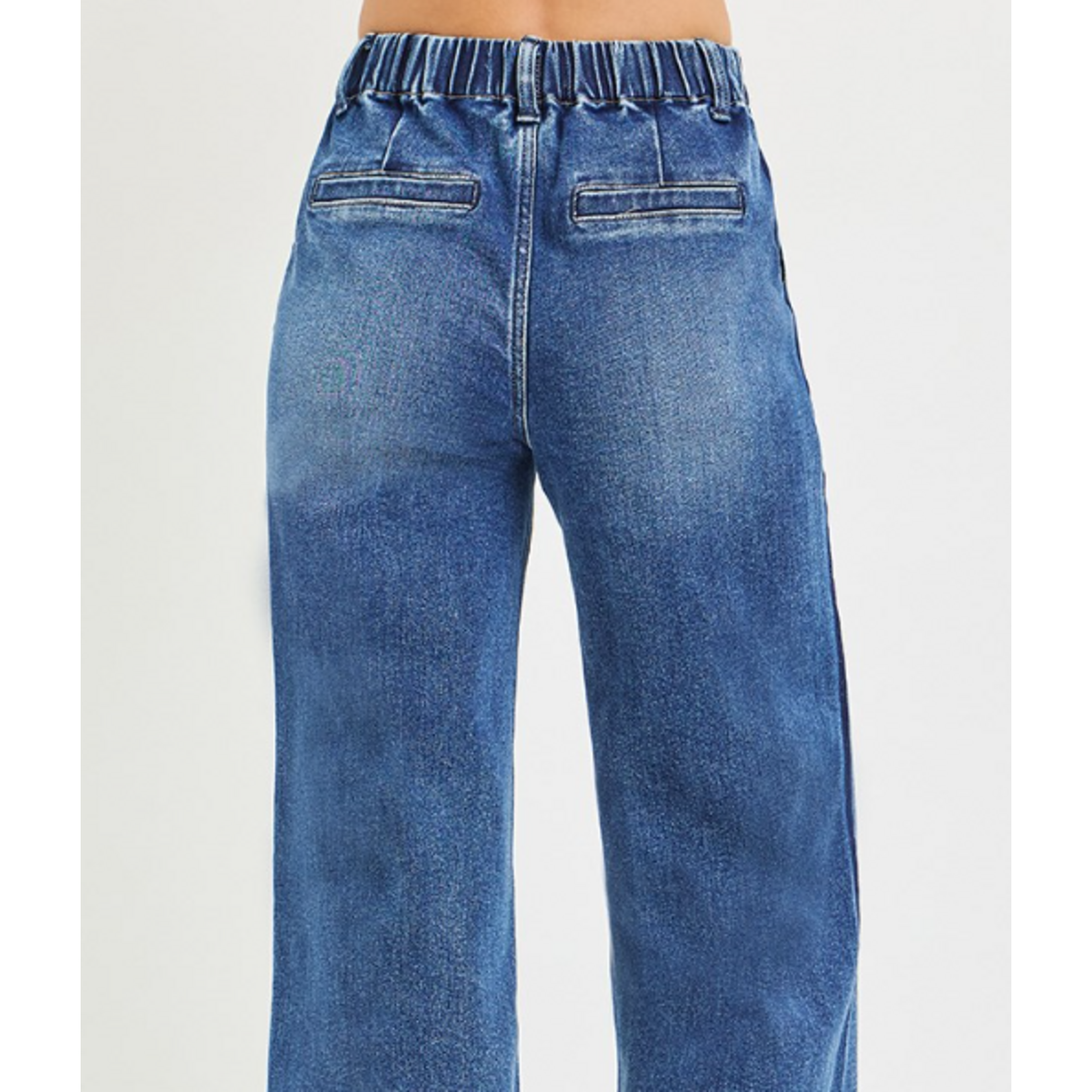 Risen Risen 21718 High Rise Crop Wide Jeans Medium Wash