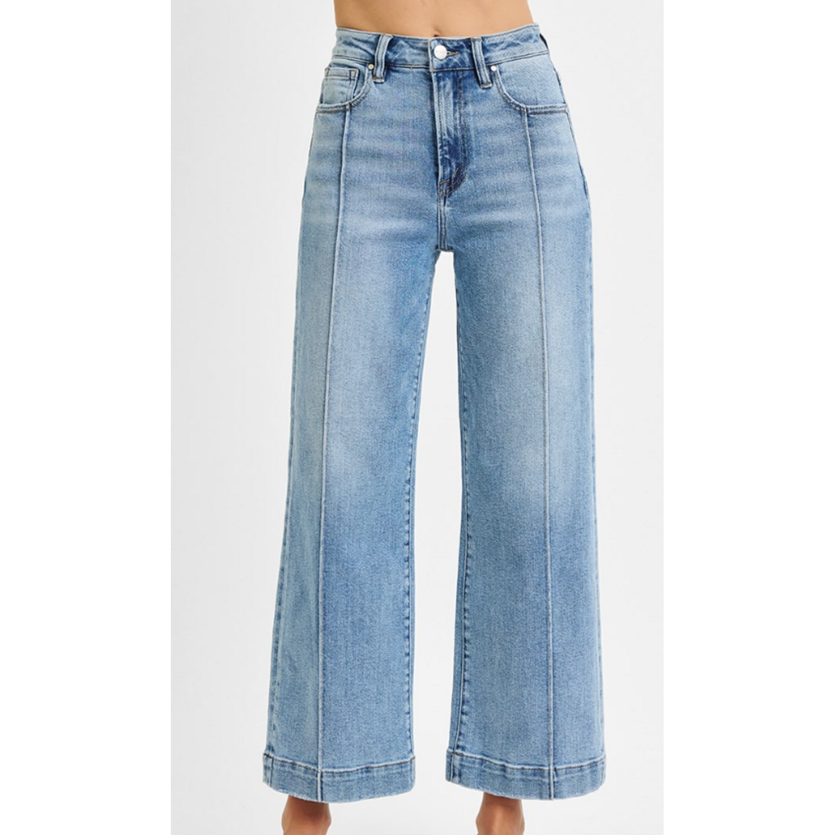 Risen Risen 5687 High Rise Crop Wide Jeans Light Wash