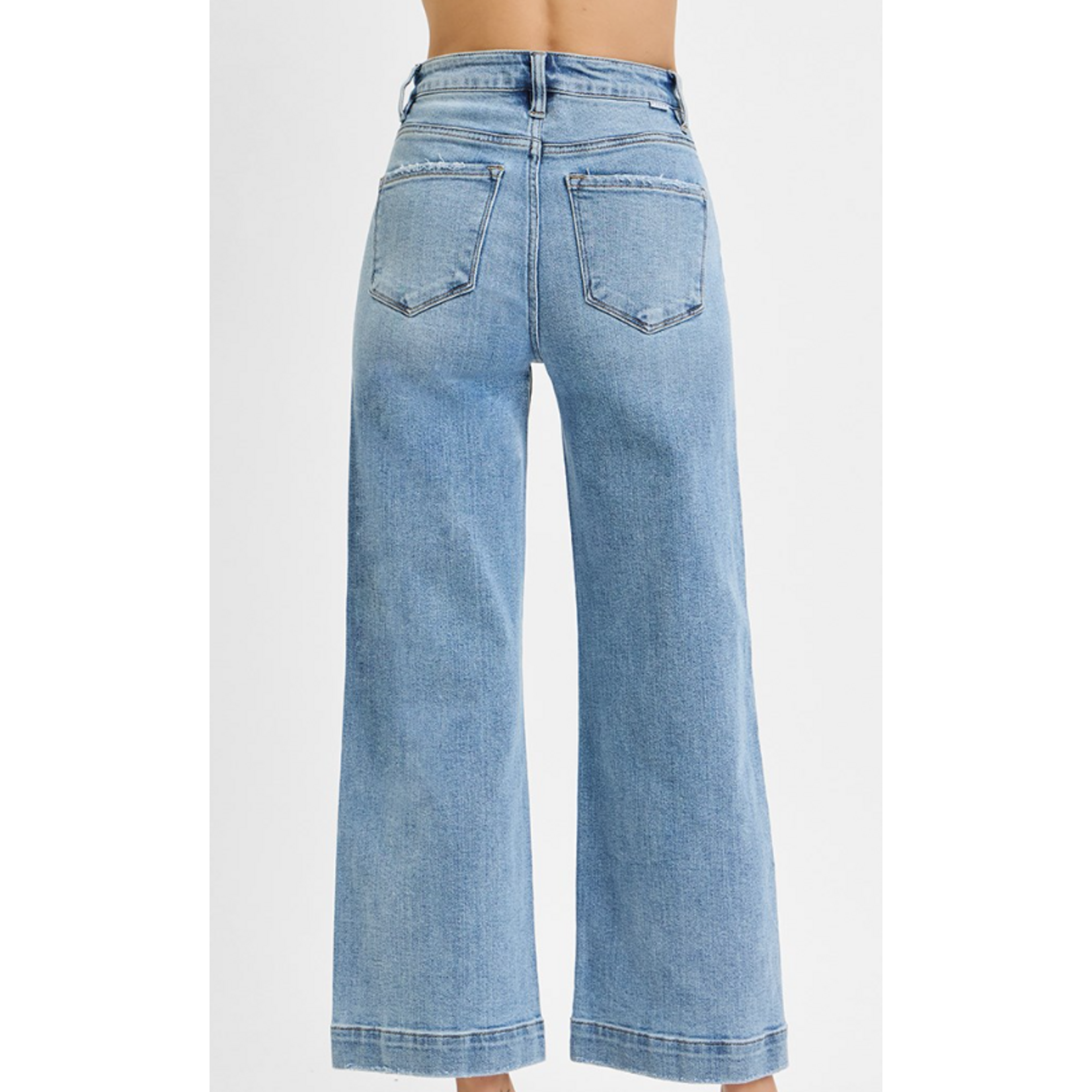 Risen Risen 5687 High Rise Crop Wide Jeans Light Wash