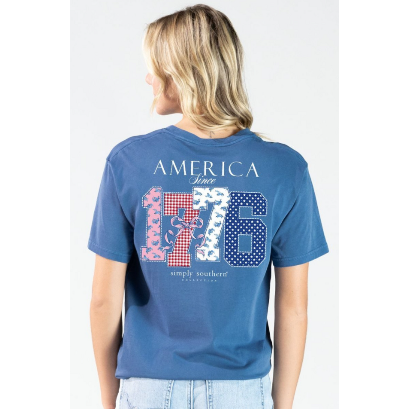 Simply Southern Simply Southern Mineral Wash Short Sleeve Tee America Overcast