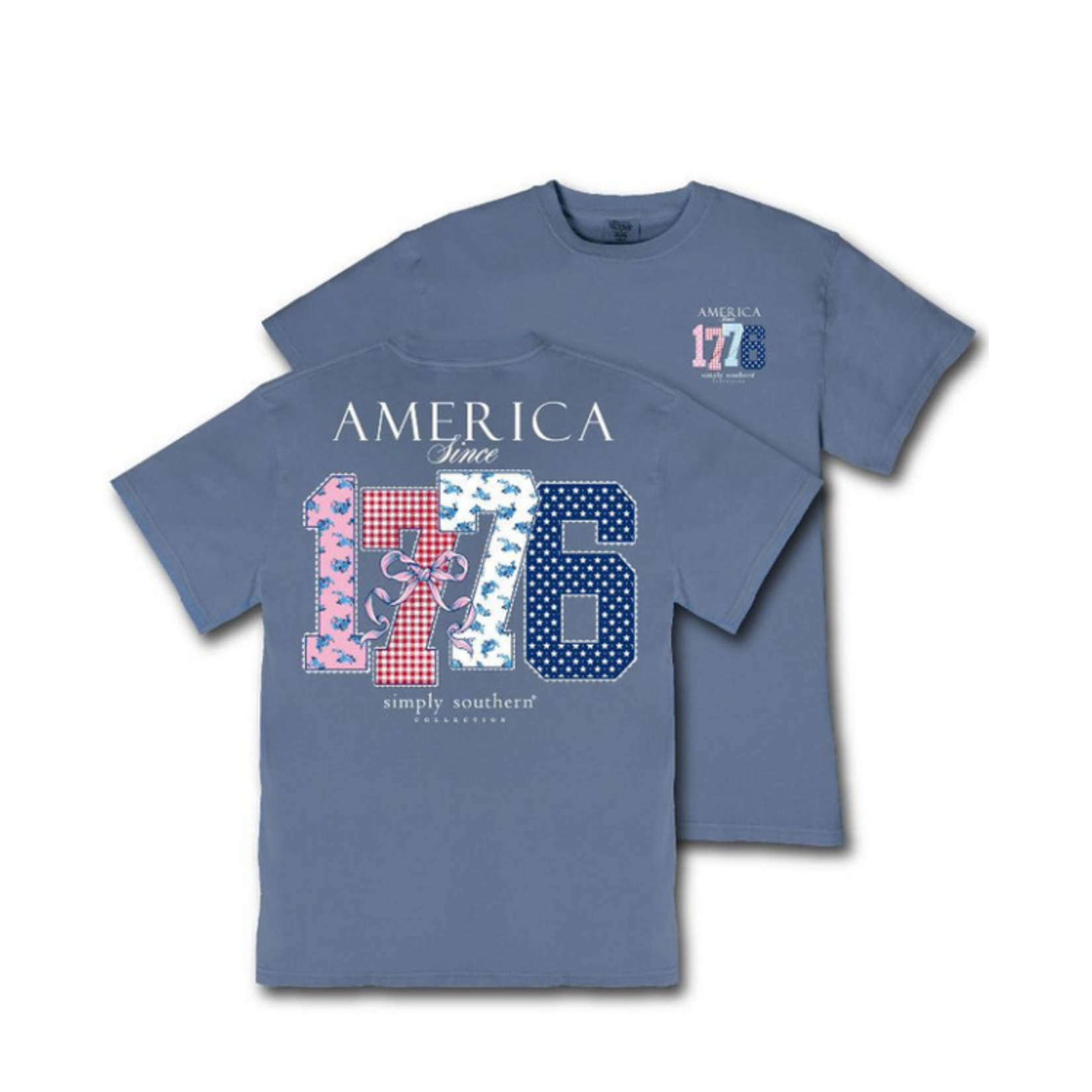 Simply Southern Simply Southern Mineral Wash Short Sleeve Tee America Overcast