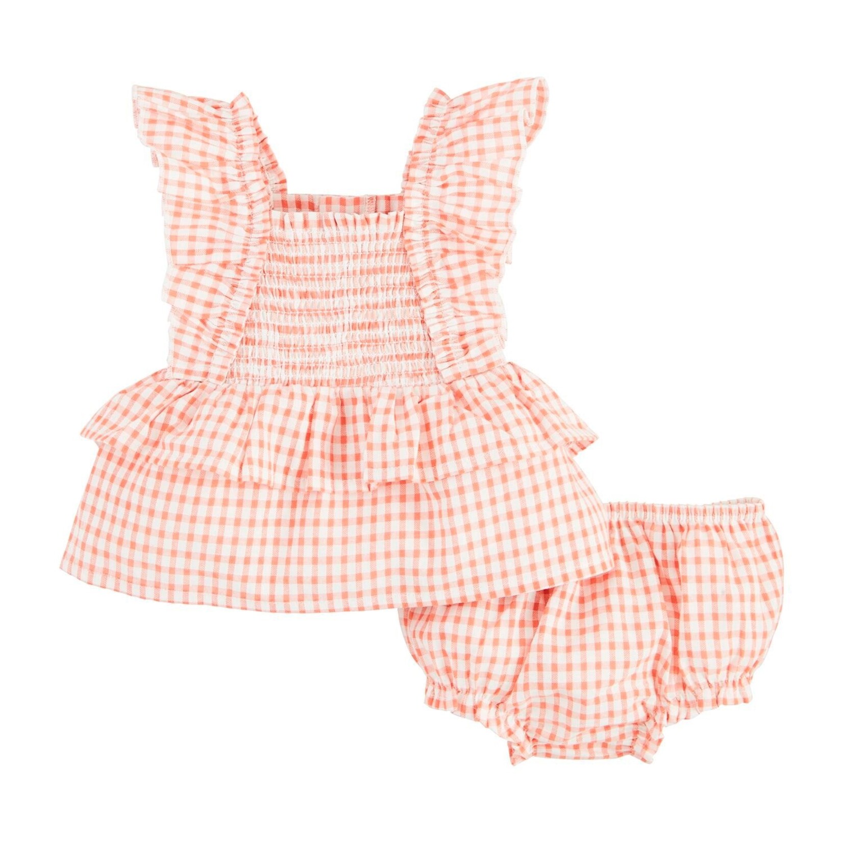 Mudpie Mudpie Check Smocked Pinafore Set
