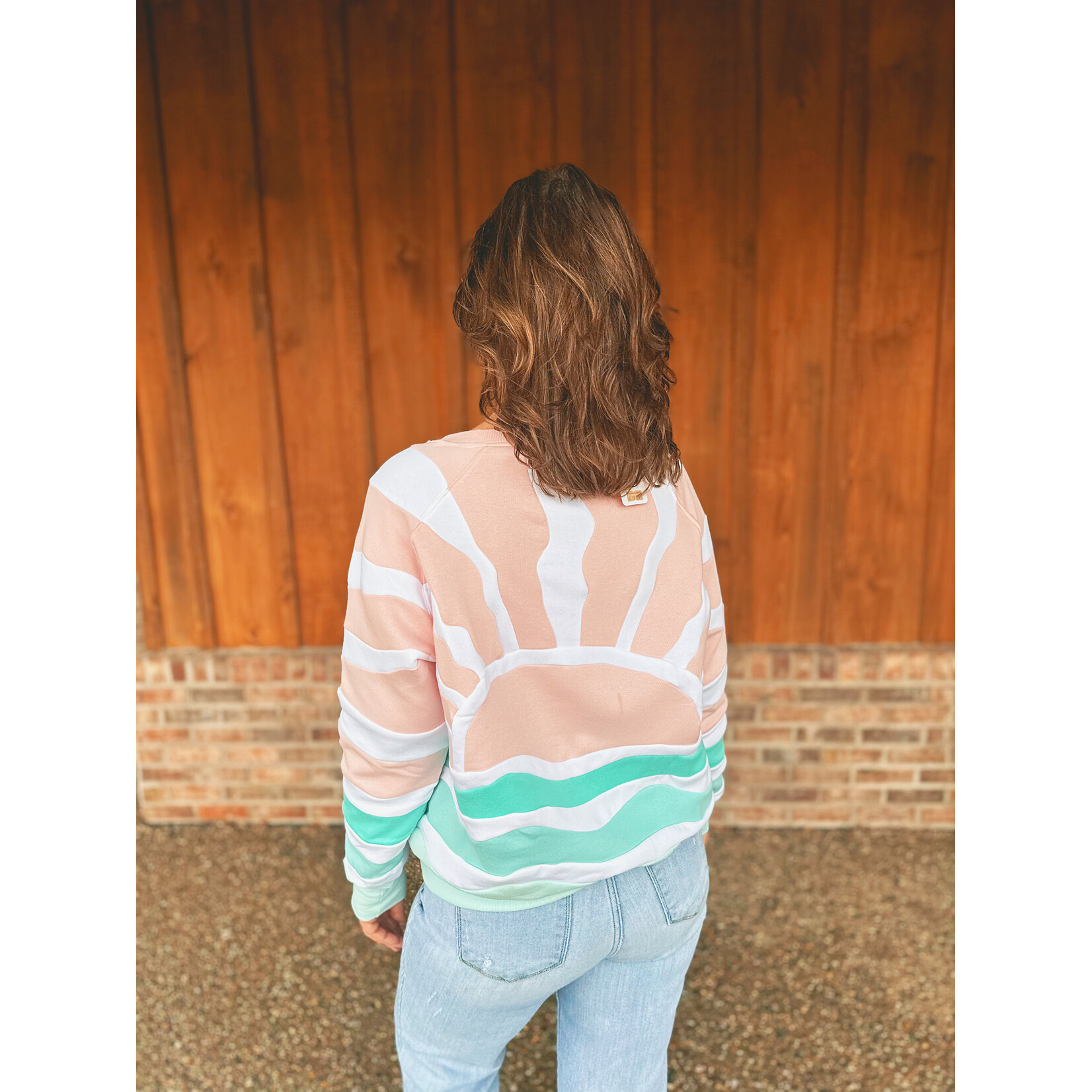 Simply Southern Simply Southern Hoodie Patchwork Pink Sun