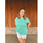 Zenana Zenana Folded Sleeve T-Shirt Heather Kelly Green