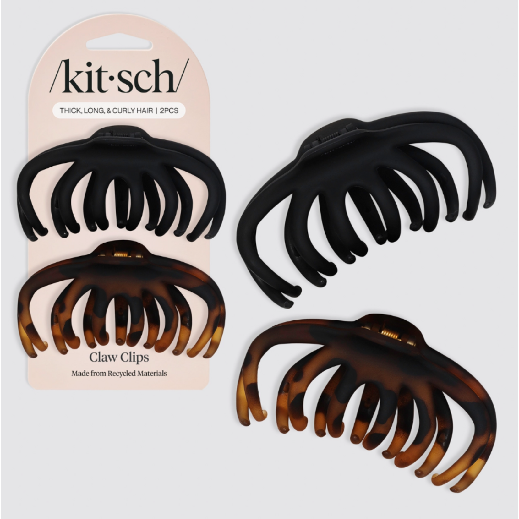 Kitsch Kitsch Octopus Claw Clips 2pc Black & Tortoise