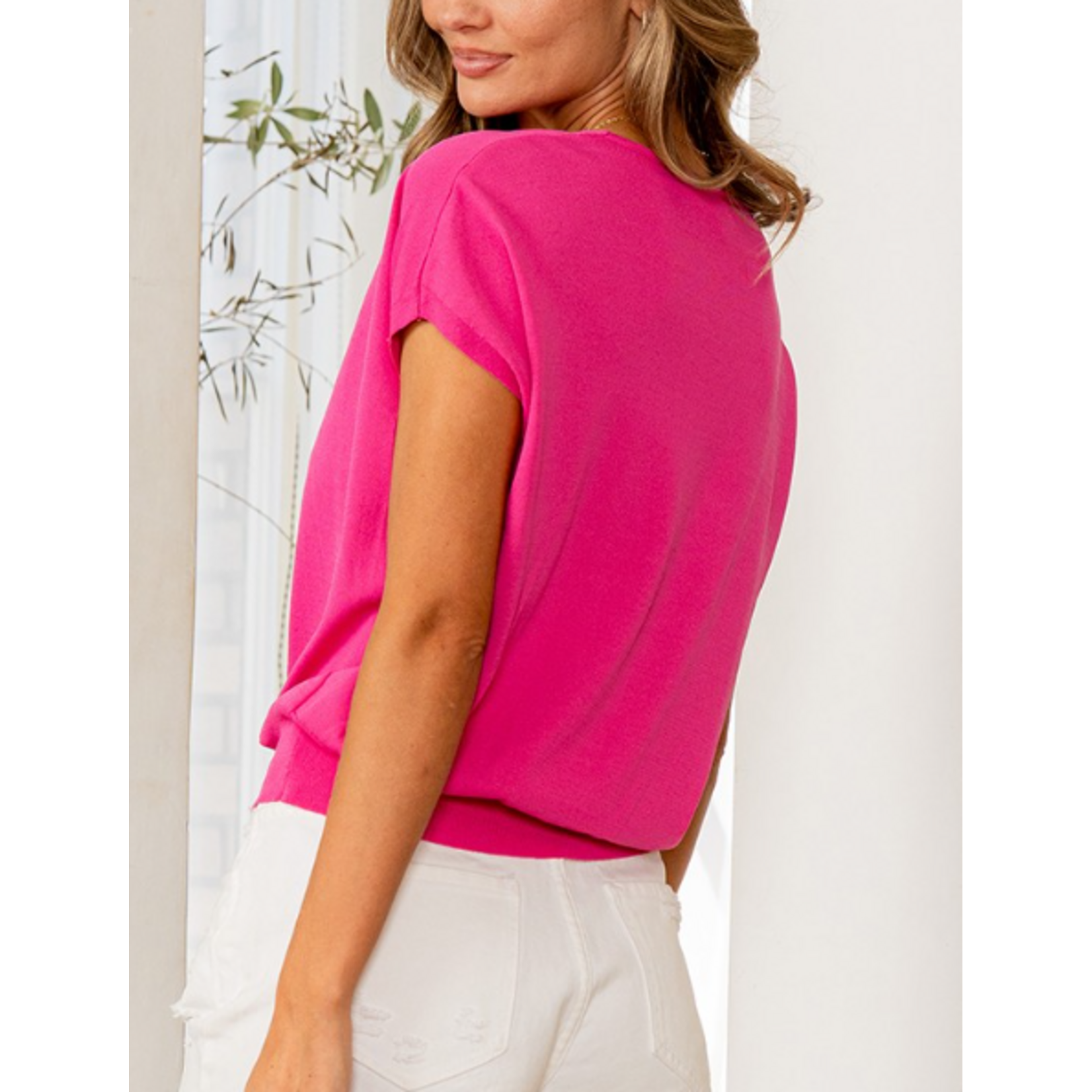 Sew in Love Sew In Love Cap Sleeve V-Neck Top Pink
