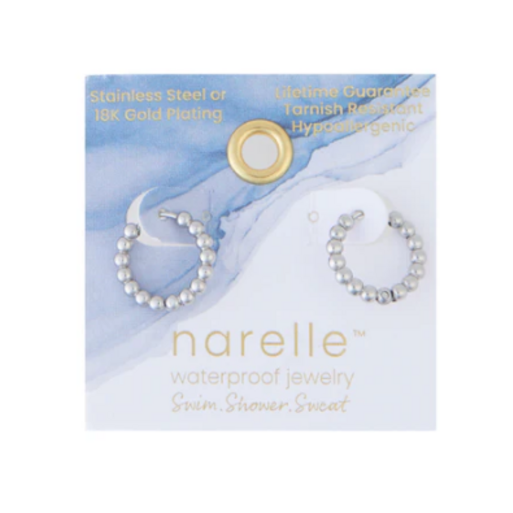 Howards Howard's Narelle Waterproof Beaded Hoop Earrings Silver