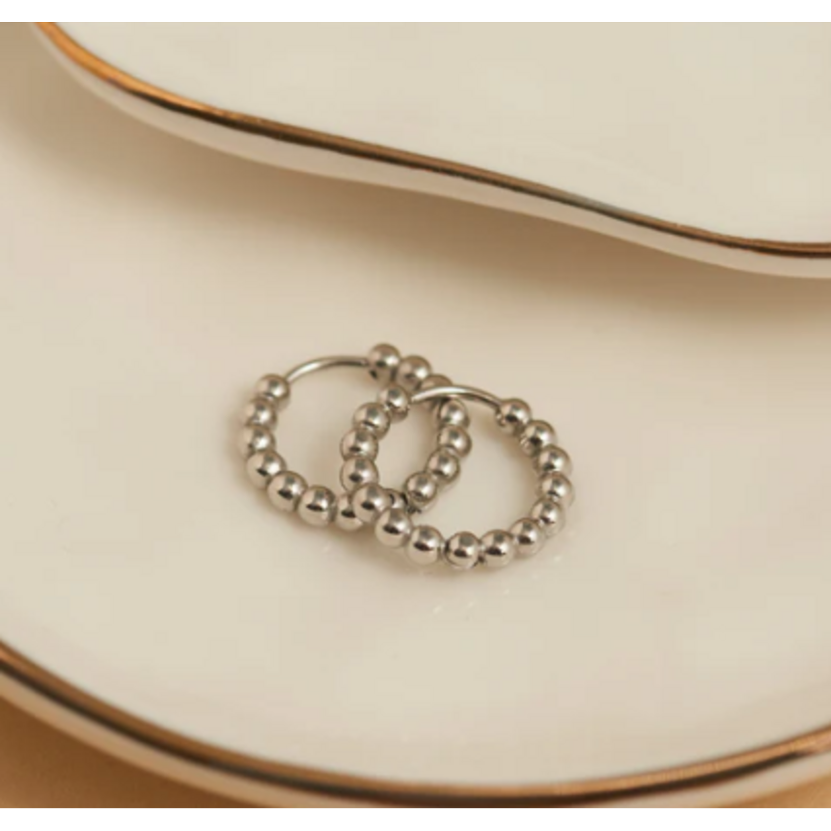 Howards Howard's Narelle Waterproof Beaded Hoop Earrings Silver