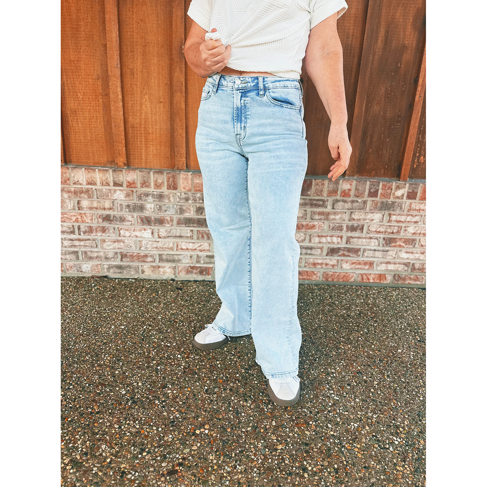 Zenana Zenana Light Wash Wide Leg Denim Pants 9586LL