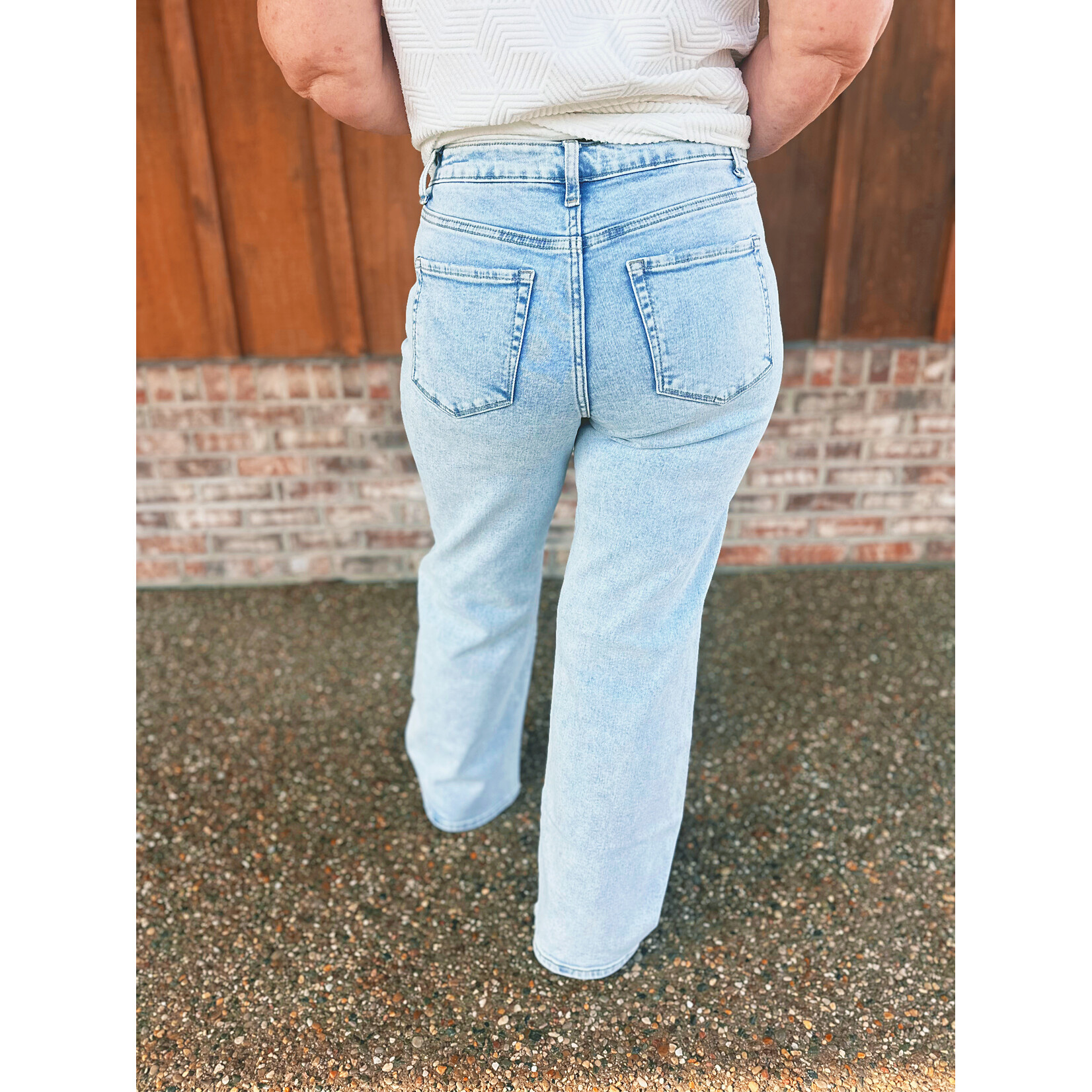 Zenana Zenana Light Wash Wide Leg Denim Pants 9586LL