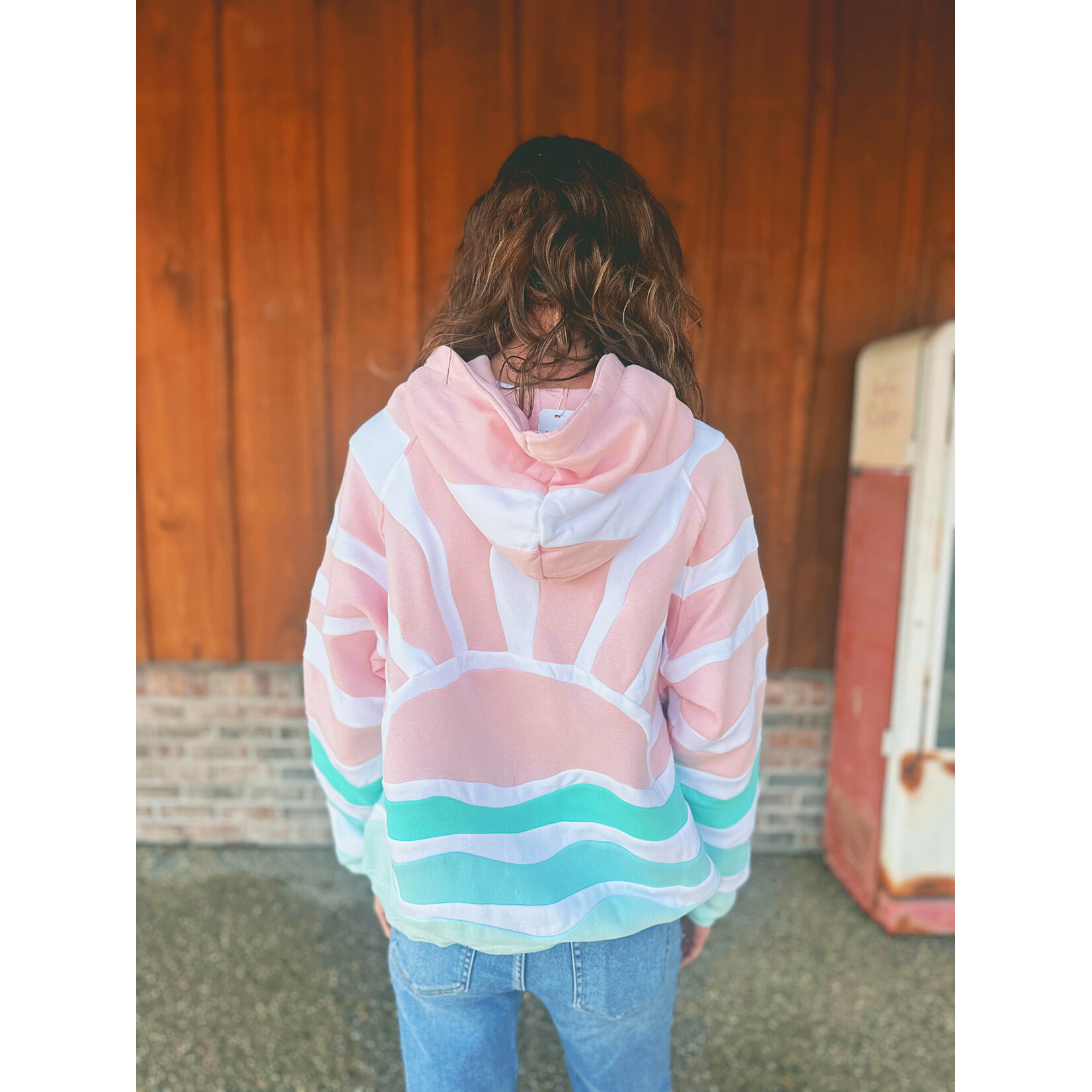 Simply Southern Simply Southern Hoodie Patchwork Pink Sun