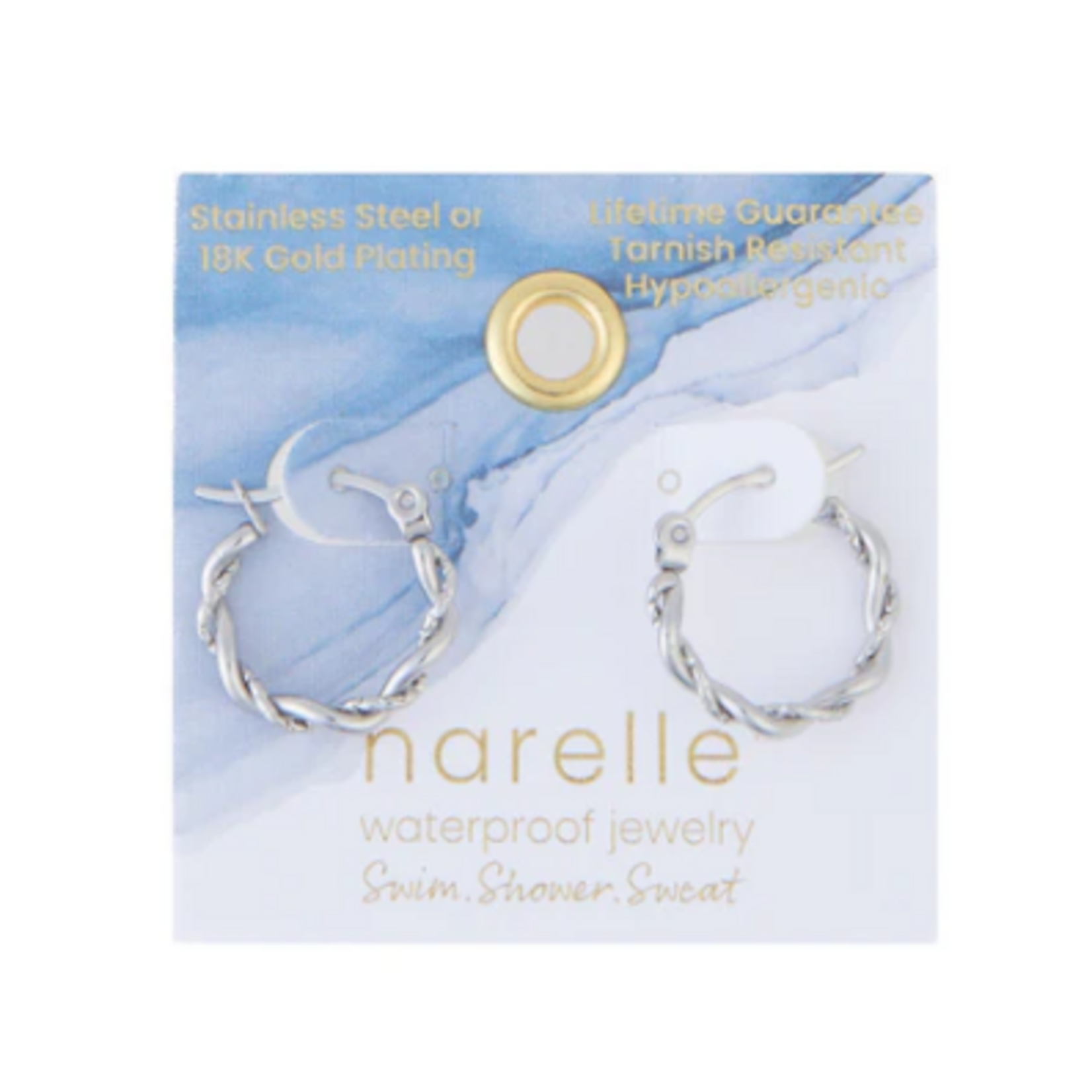 Howards Howard's Narelle Waterproof Twisted Hoop Earrings Silver