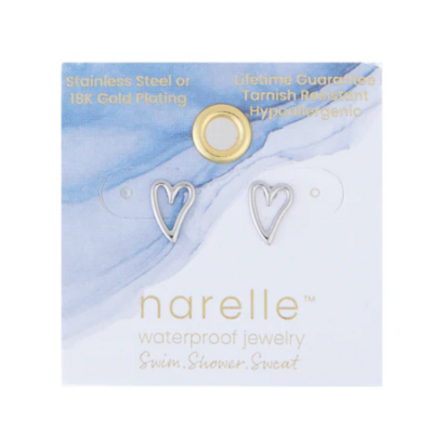 Howards Howard's Narelle Waterproof Heart Outline Stud Earrings Silver