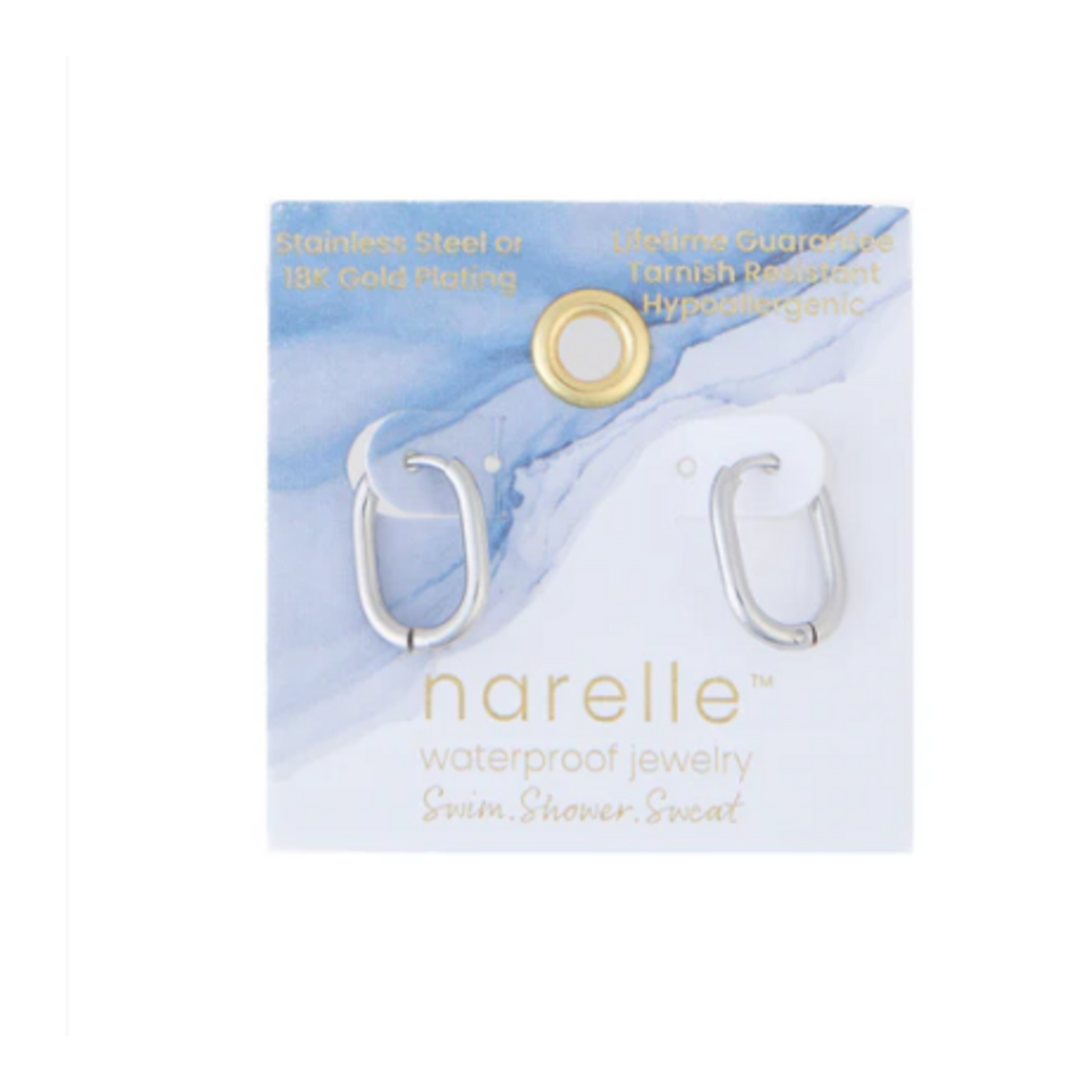Howards Howard's Narelle Waterproof Oval Huggie Hoop Earrings Silver