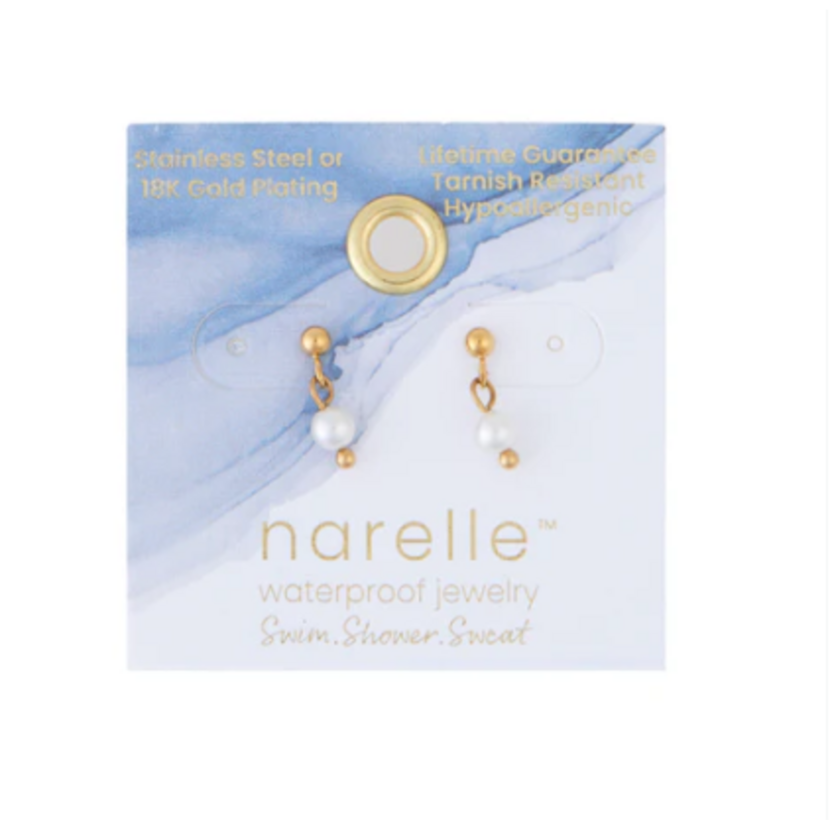 Howards Howard's Narelle Waterproof Pearl Dangle Stud Earrings Gold