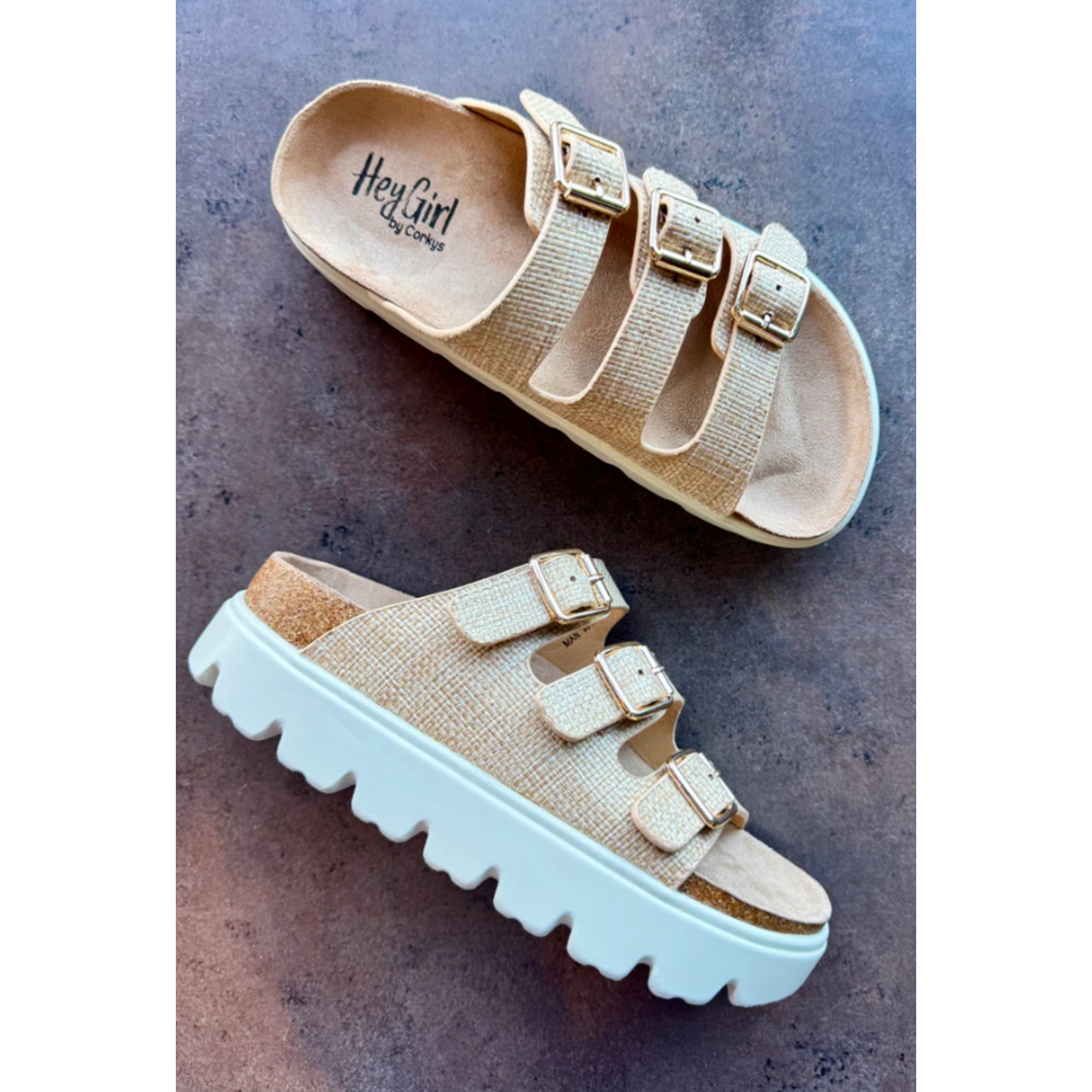 Corkys Corkys Threes Company Platform Sandal Raffia