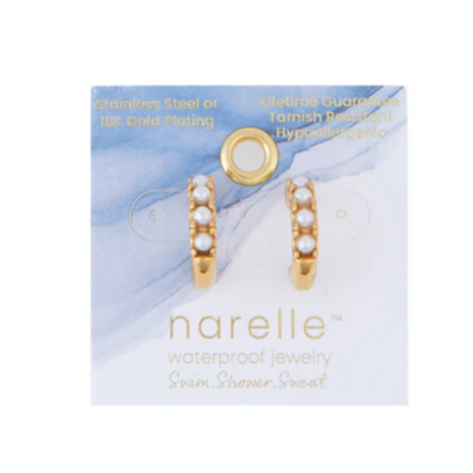Howards Howard's Narelle Waterproof Pearl C-Hoop Earrings Gold