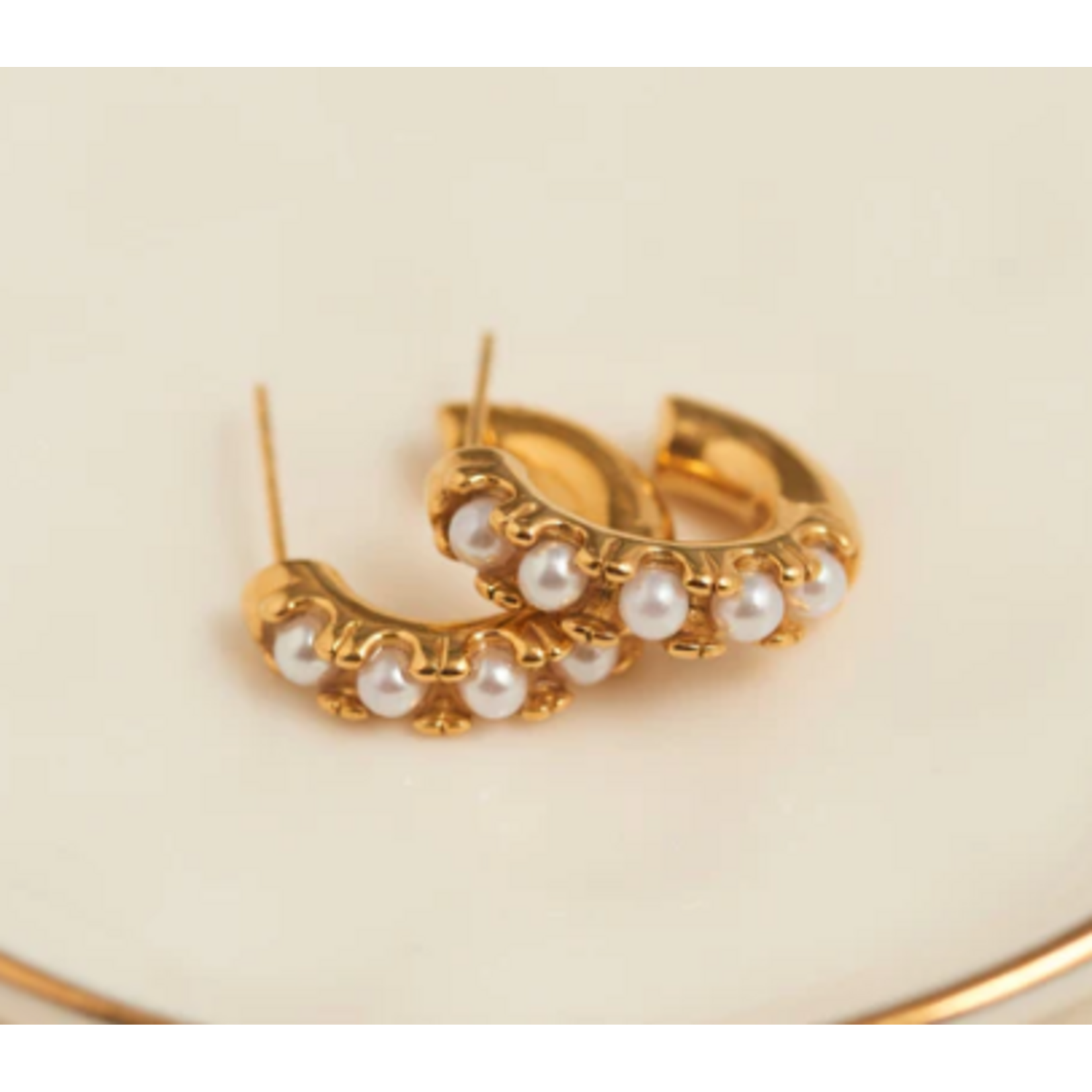 Howards Howard's Narelle Waterproof Pearl C-Hoop Earrings Gold
