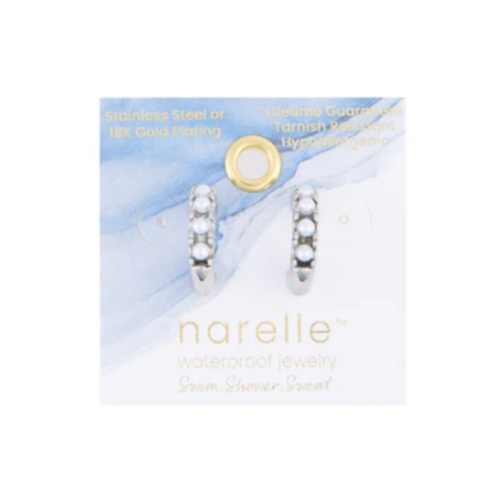 Howards Howard's Narelle Waterproof Pearl C-Hoop Earrings Silver