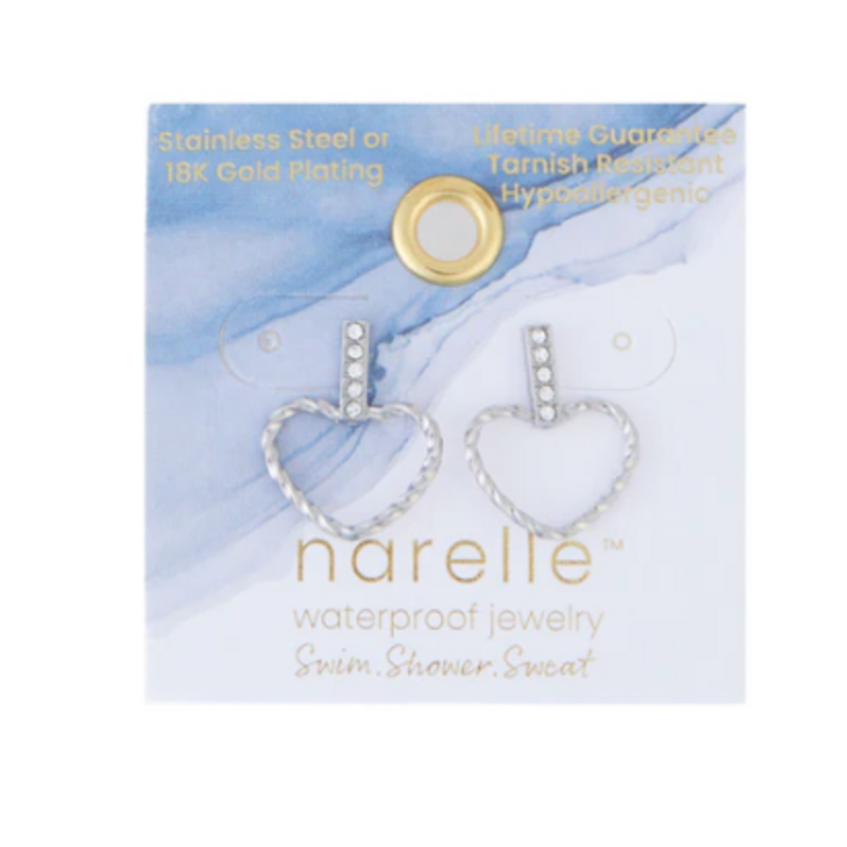 Howards Howard's Narelle Waterproof Heart Outline Bar Stud Earrings Silver