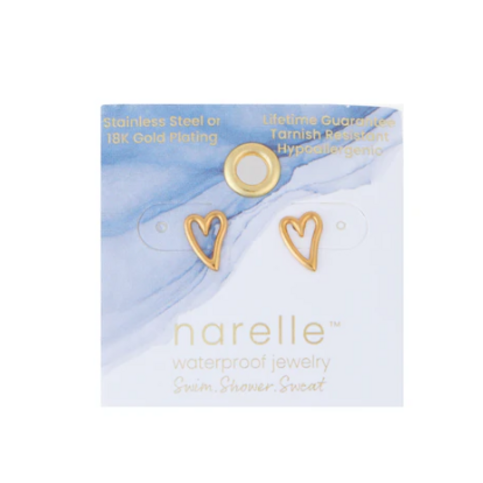 Howards Narelle Waterproof Heart Outline Stud Earrings Gold