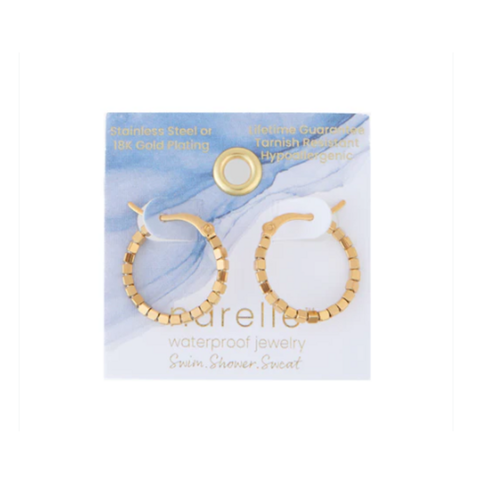 Howards Howard's Narelle Waterproof Square Beaded Hoop Earrings Gold