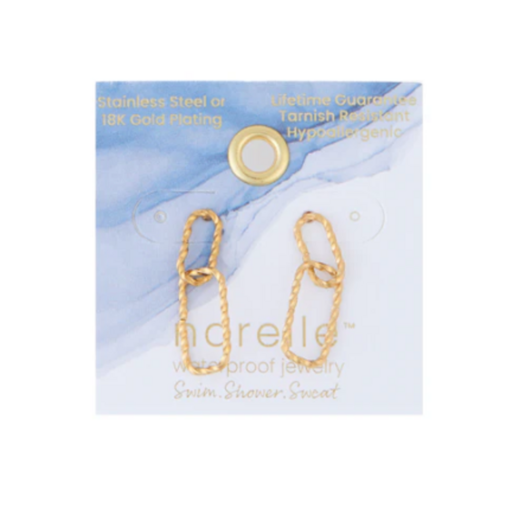 Howards Howard's Narelle Waterproof Textured Oval Link Stud Earrings Gold