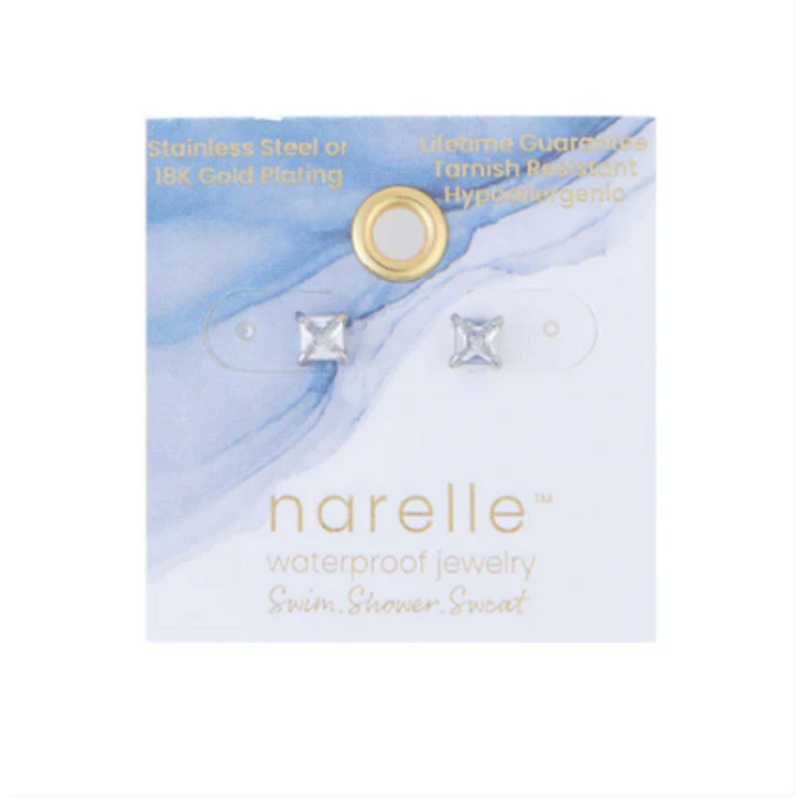 Howards Howard's Narelle Waterproof 5mm Square Cubic Zirconia Stud Earrings Silver