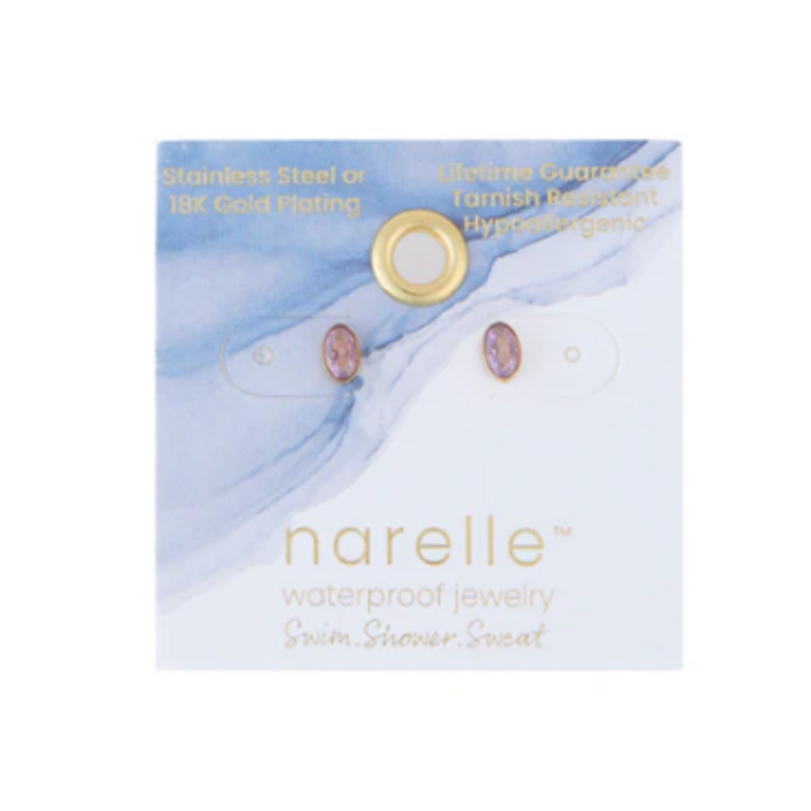 Howards Howard's Narelle Waterproof Oval Gem Stud Earrings Gold Amethyst