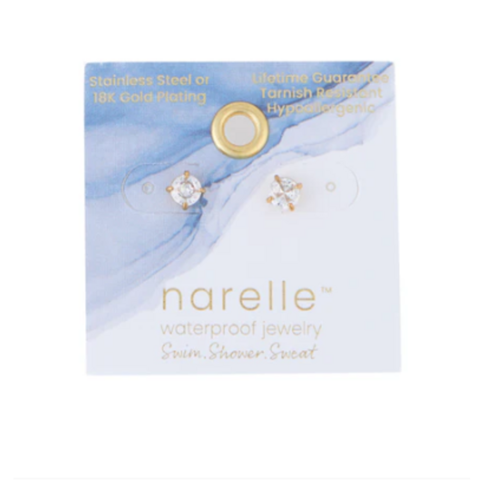 Howards Howard's Narelle Waterproof 5mm Round Cubic Zirconia Stud Earrings Gold