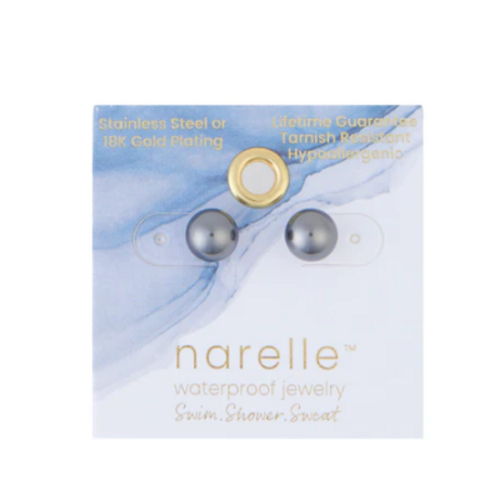 Howards Howard's Narelle Waterproof Pearl Stud Earrings Jet Black