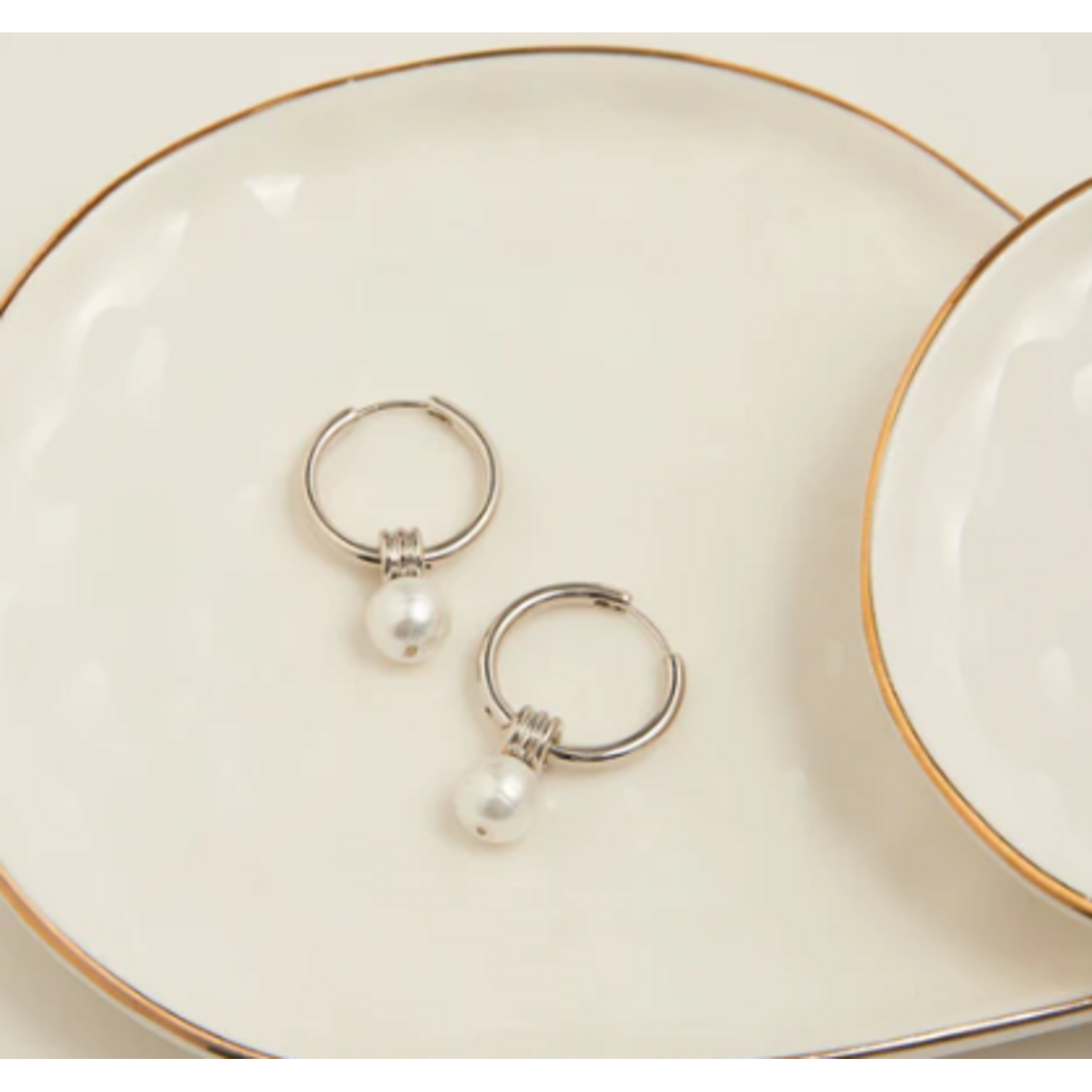 Howards Howard's Nicola Pearl Hoop Earrings Silver