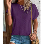 Lovesoft Lovesoft Textured Cap Sleeve Casual Tunic Top Purple